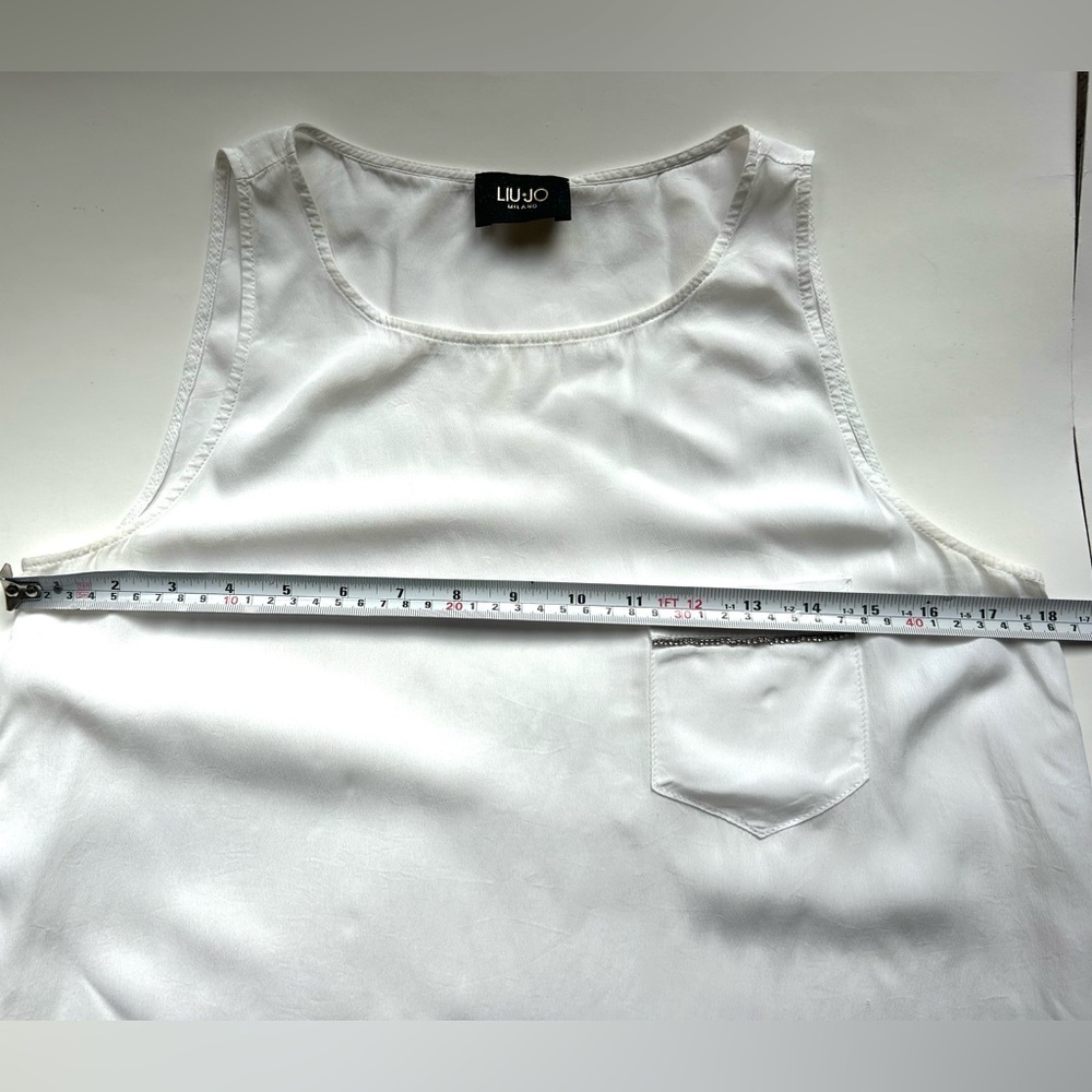 Liu Jo silk blend tank white pocket crystals top blouse - Picture 3 of 9